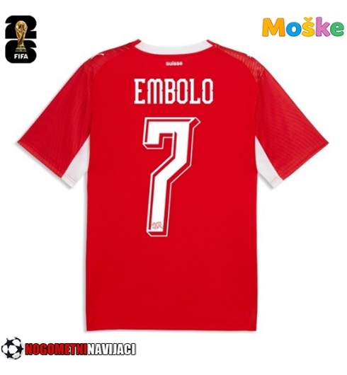 Moške Nogometnih dresov Švica Breel Embolo #7 Domači SP 2026 Kratki rokavi Moške Nogometnih dresov Švica Breel Embolo #7 Domači SP 2026 Kratki rokavi